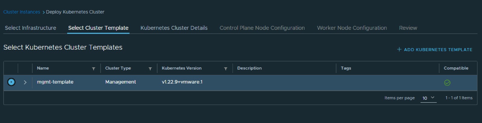 Cluster Template Selection