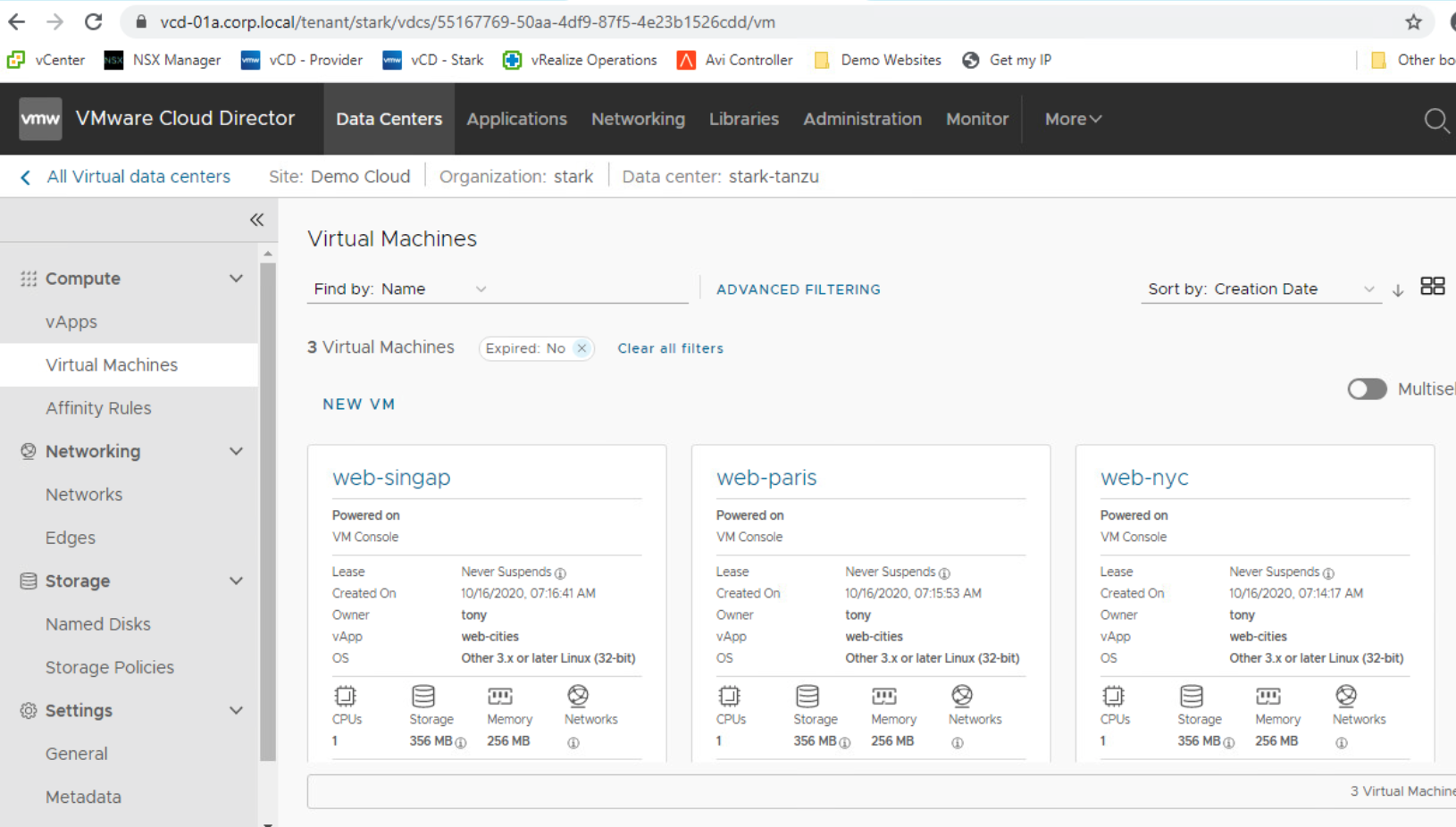 Virtual Machines from vCD